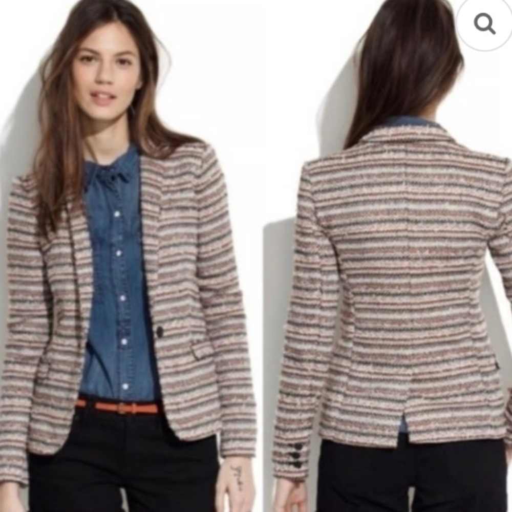 Madewell Multicolor Striped Tweed Blazer